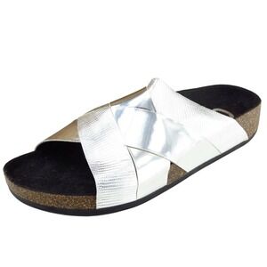 Circus by Sam Edelman Allison Women Slide Sandals Size 6 Silver Synthetic Casual